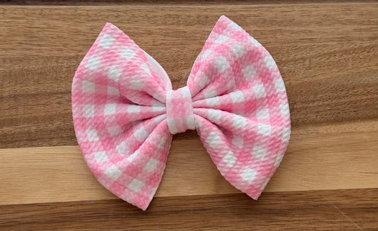 5” Pink Gingham Bow